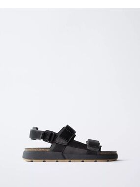 Zara Black Kids Strappy Cork-Style Sandals